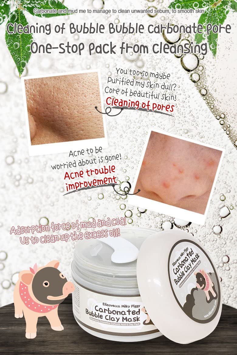Elizavecca Milky Piggy Carbonated Bubble Clay Mask – Pore Cleaning & Gentle Massage