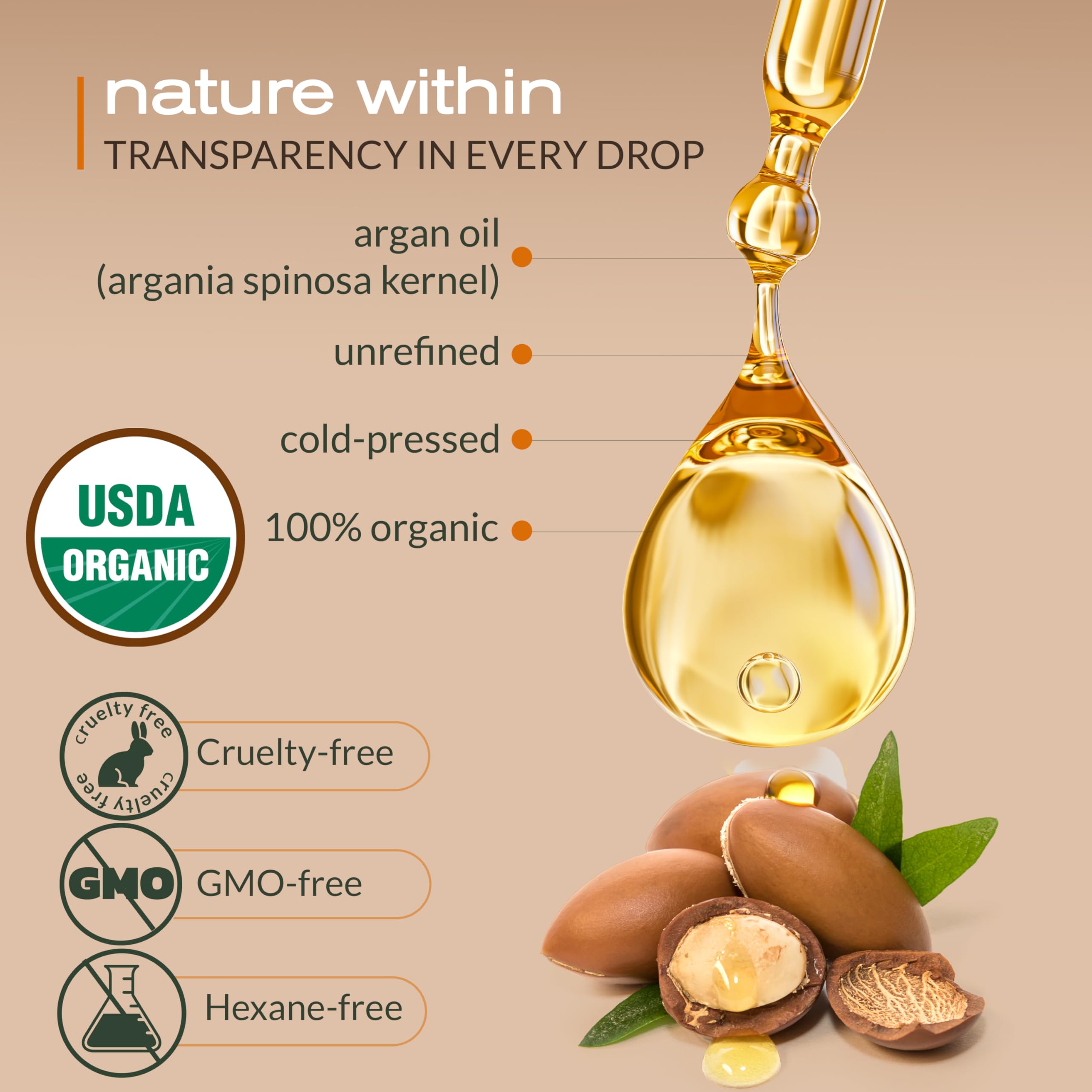 Ella & Eden Organic Moroccan Argan Oil — 100% Pure Cold-Pressed USDA Certified Unrefined, 4 Fl Oz