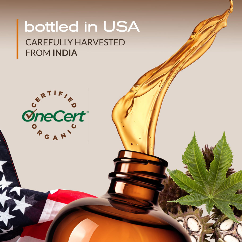 Ella & Eden USDA Organic Castor Oil – Cold-Pressed, Hexane-Free, 16 oz Glass Bottle