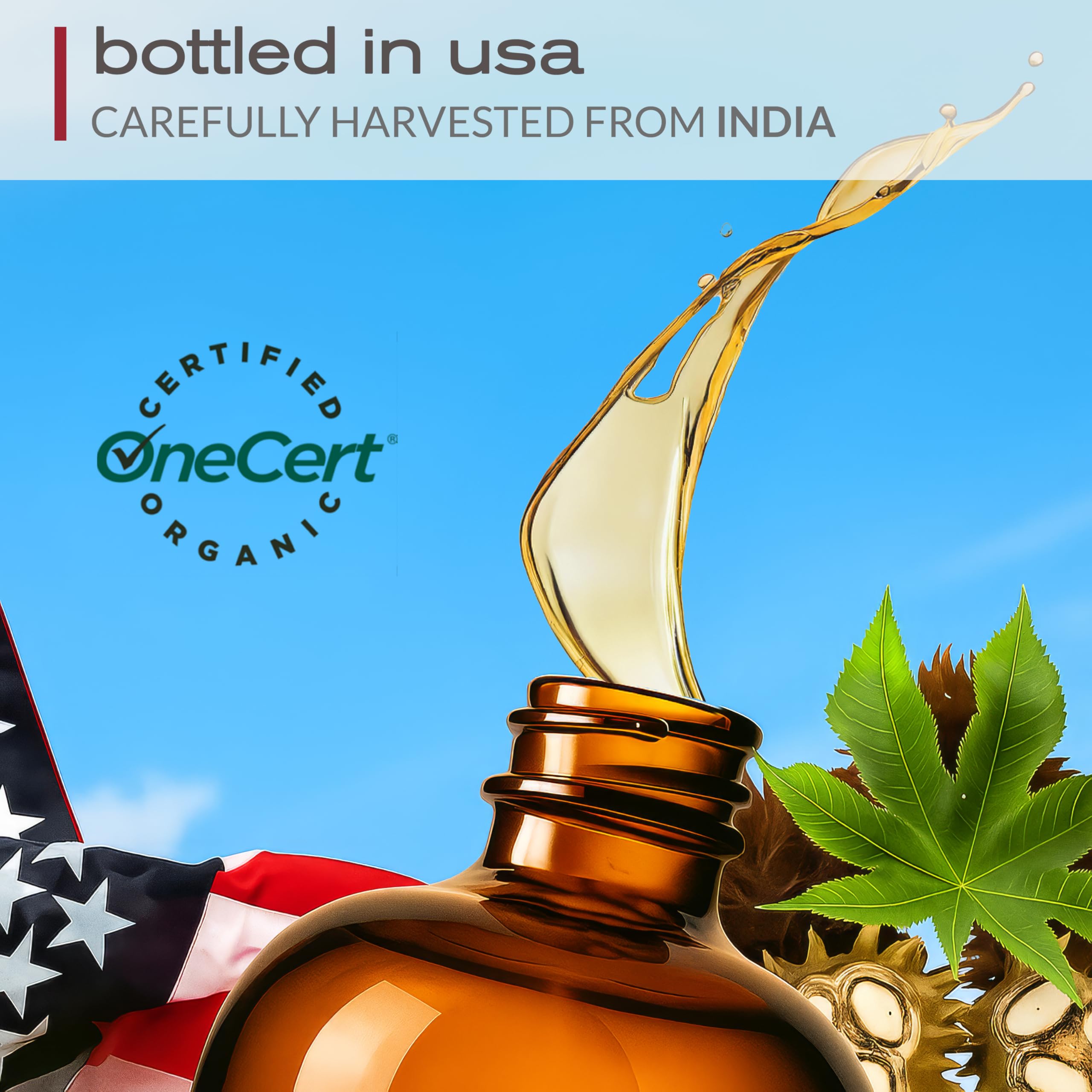 Ella & Eden Organic Castor Oil – 32oz, Cold-Pressed & Hexane-Free | Hair, Skin, Lashes
