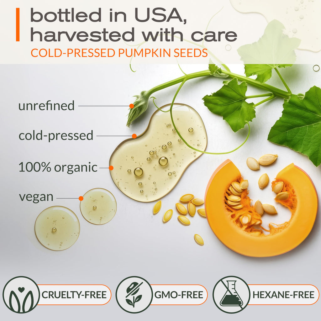Ella & Eden Organic Pumpkin Seed Oil for Hair Growth – Cold-Pressed, Hexane-Free, 4 Fl Oz