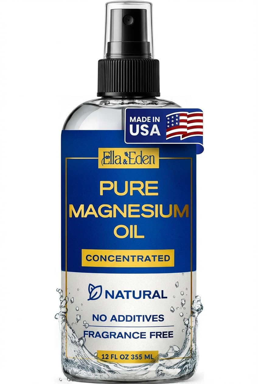 Ella & Eden Pure Magnesium Oil Spray – 12oz, No Additives, 103 mg/mL, Made in USA