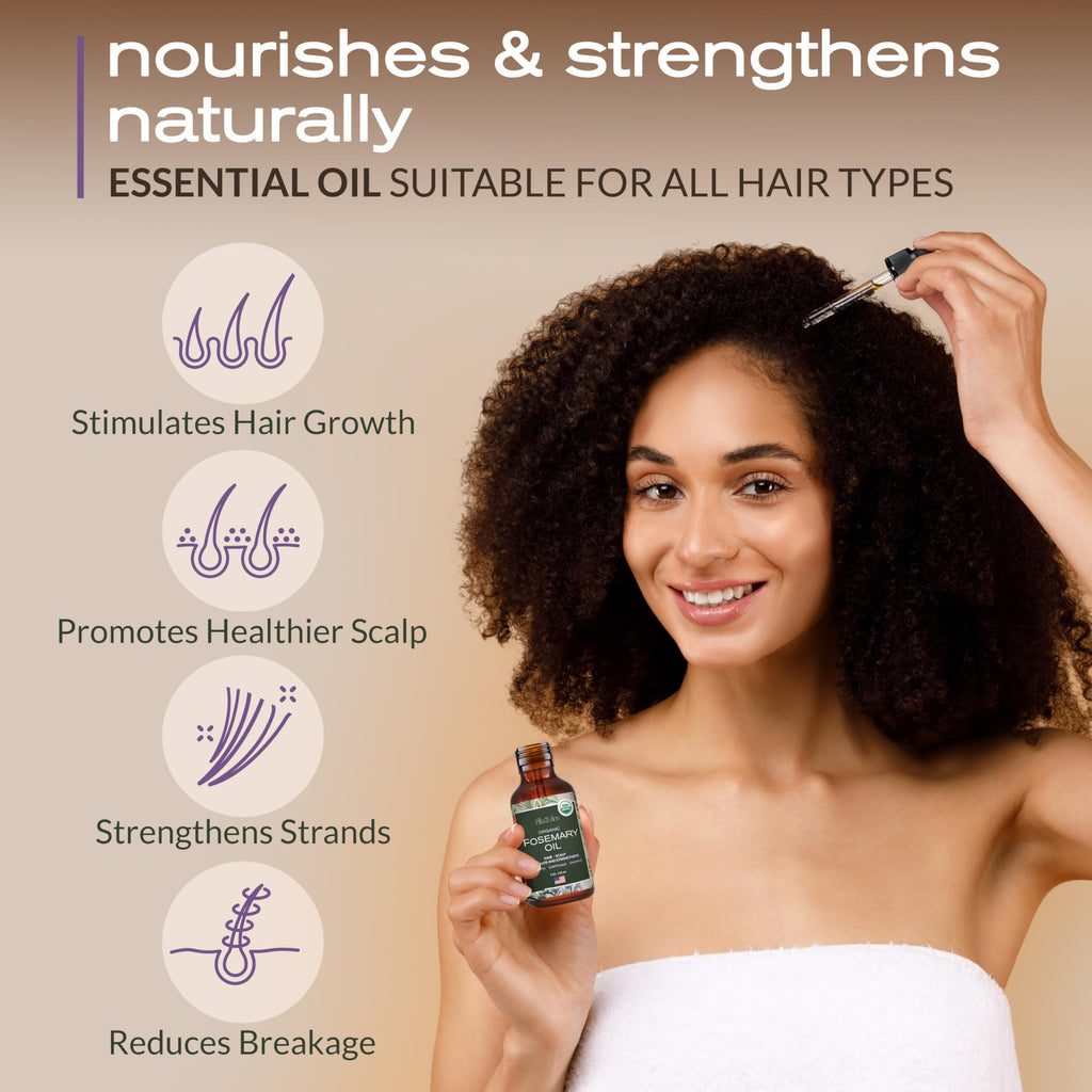 Ella & Eden Organic Rosemary Essential Oil - 4 oz Steam-Distilled, Hexane-Free
