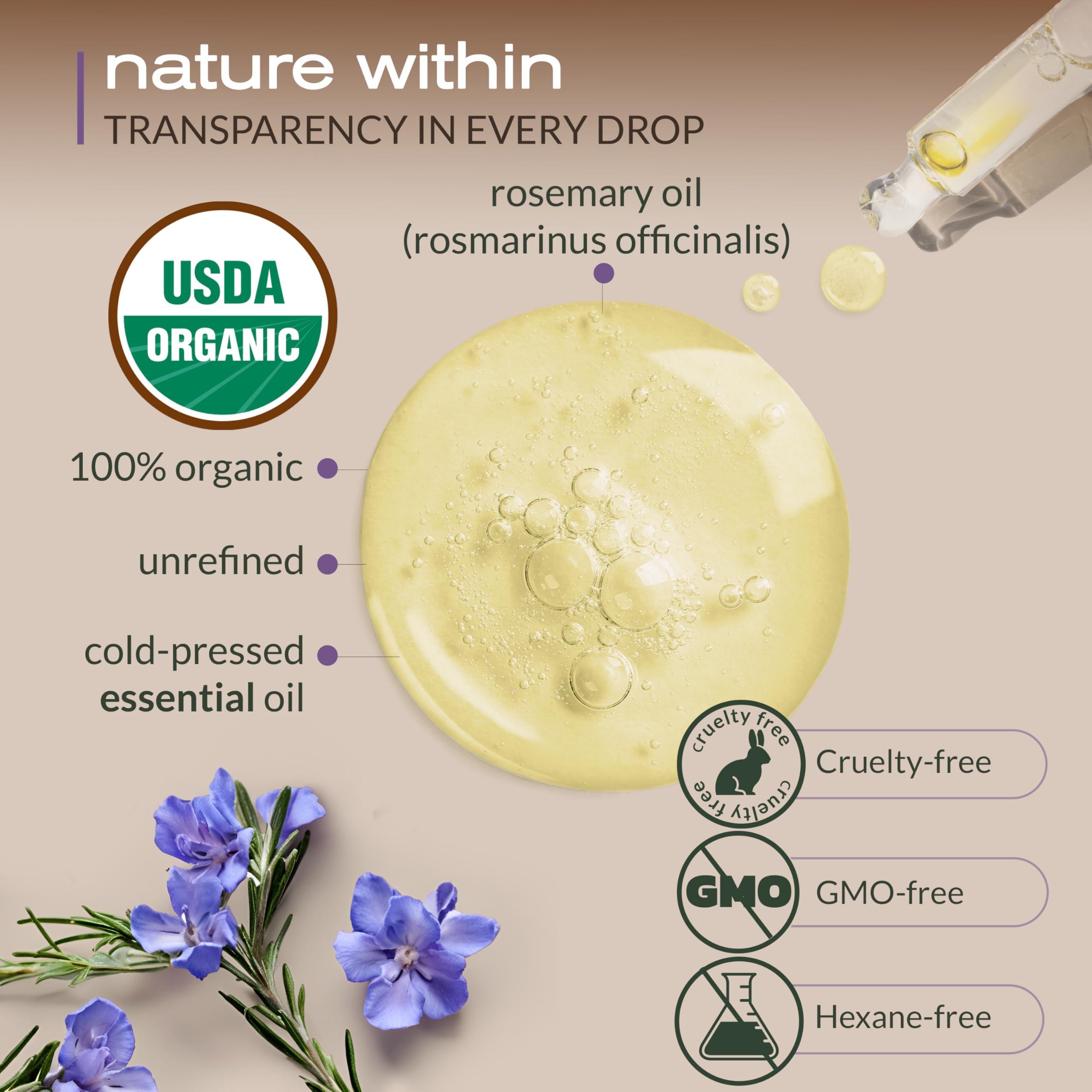 Ella & Eden Organic Rosemary Essential Oil - 4 oz Steam-Distilled, Hexane-Free