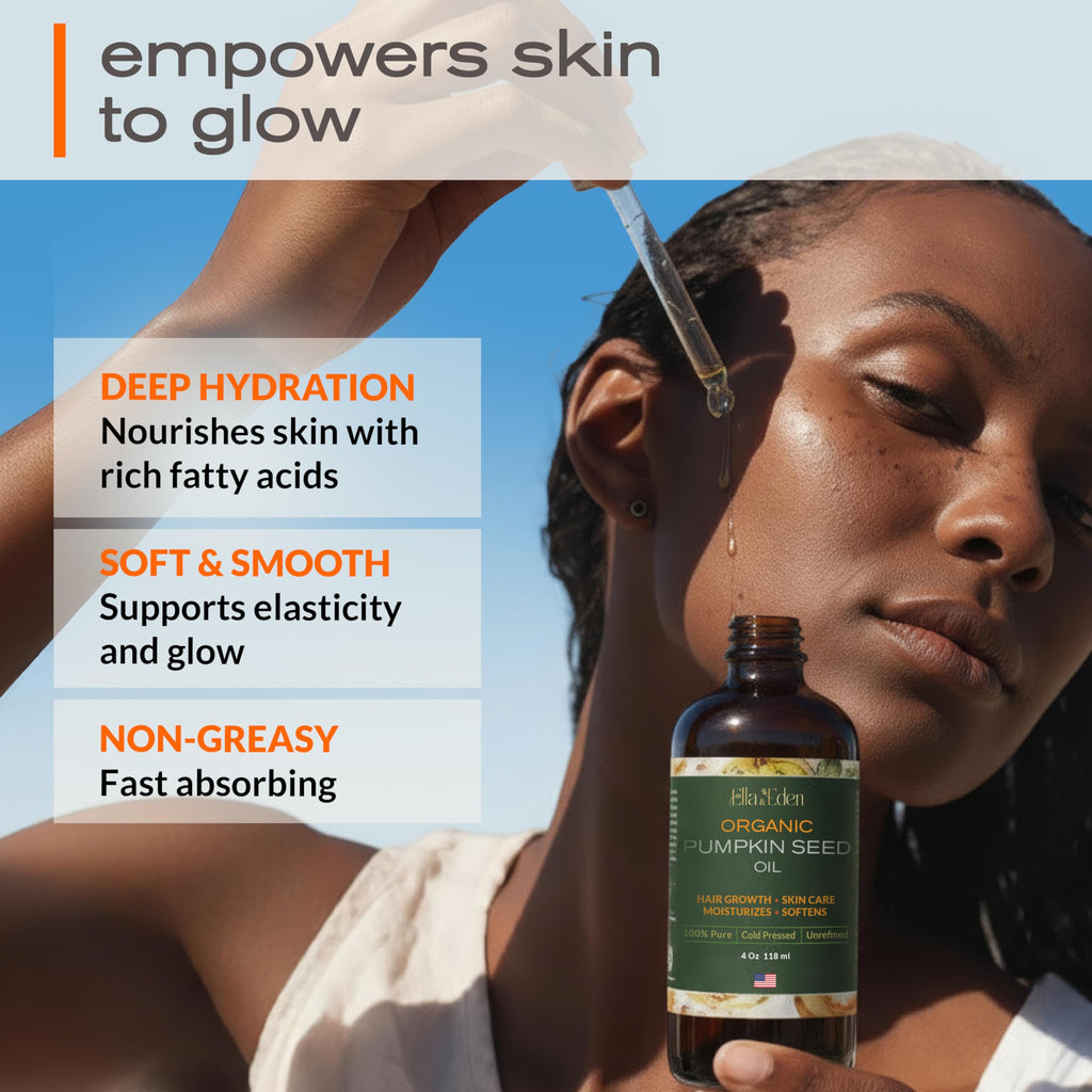 Ella & Eden Organic Pumpkin Seed Oil for Hair Growth – Cold-Pressed, Hexane-Free, 4 Fl Oz