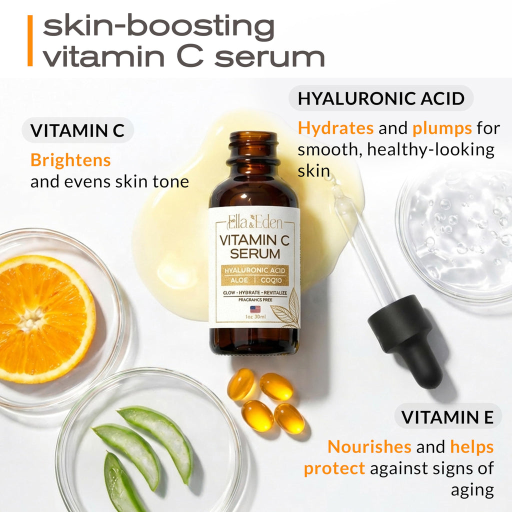 Ella & Eden Vitamin C Serum for Face – Hydrating, Brightening, Fragrance-Free (1 Fl Oz)