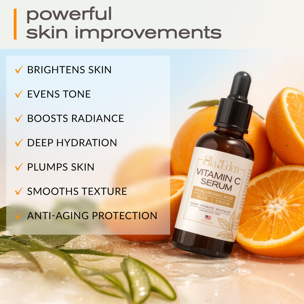 Ella & Eden Vitamin C Serum for Face – Hydrating, Brightening, Fragrance-Free (1 Fl Oz)
