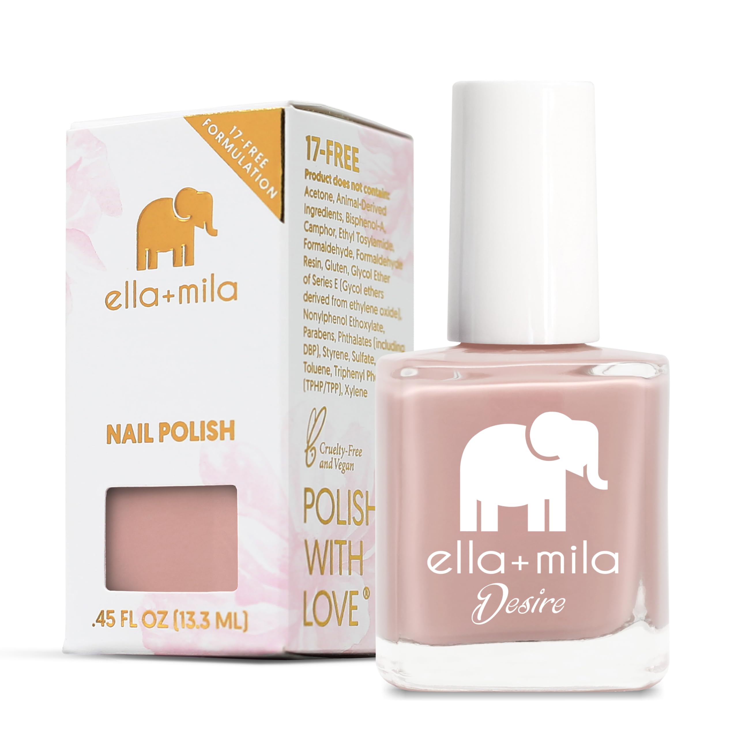 ella+mila Desert Suede Pink Nail Polish — Fast Dry, Long-Lasting, Chip-Resistant (0.45 fl oz)