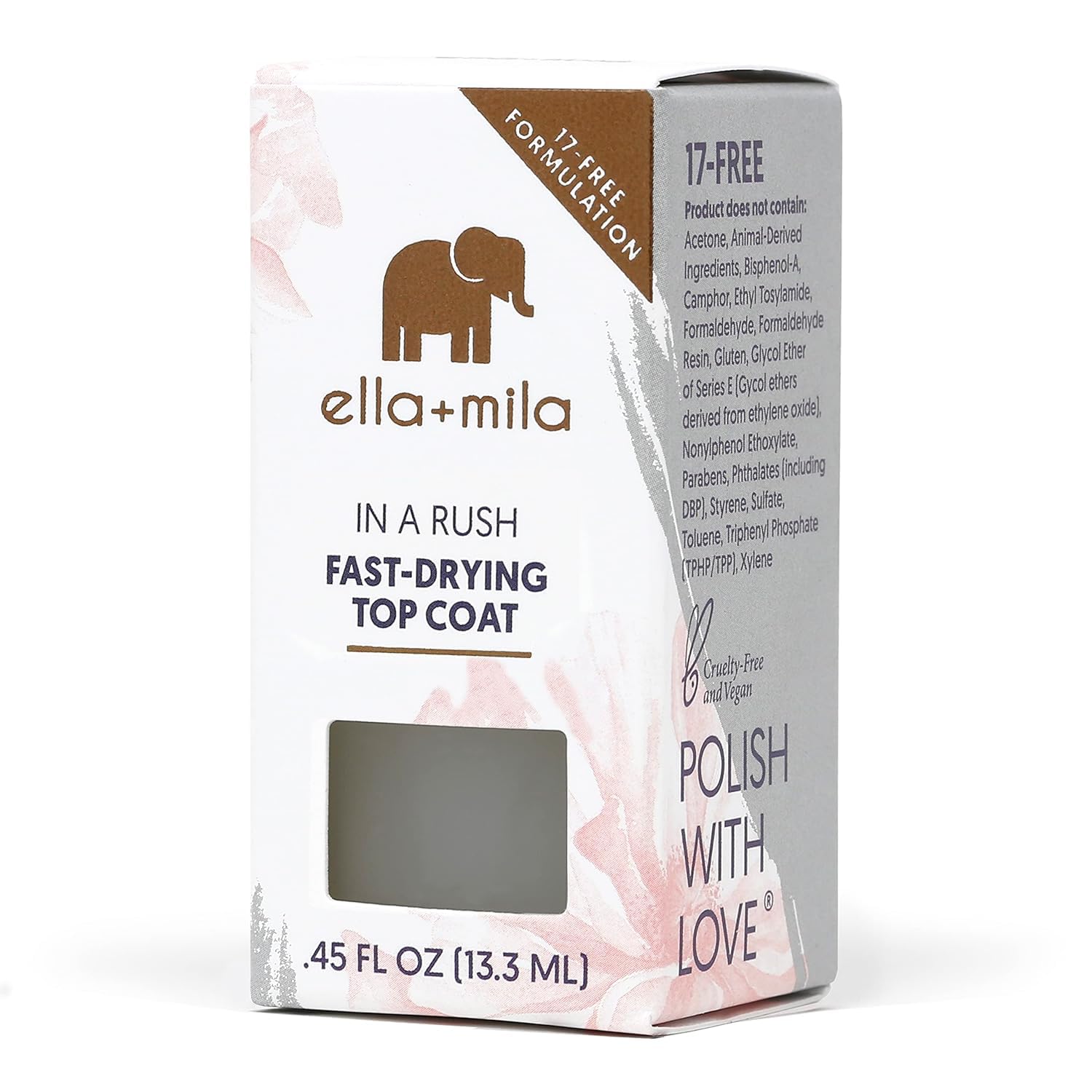 ella+mila In a Rush Fast Dry Top Coat – Quick-Dry Clear Nail Polish with High Gloss Shine (0.45 fl oz)