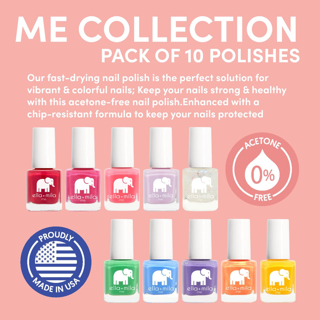 ella+mila Professional Nail Polish Set – 10 Quick-Dry, Vegan & Non-Toxic, 0.24 fl oz Each