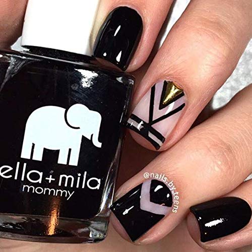ella+mila Lights Out Black Nail Polish – Quick-Dry, Chip-Resistant, 0.45 fl oz