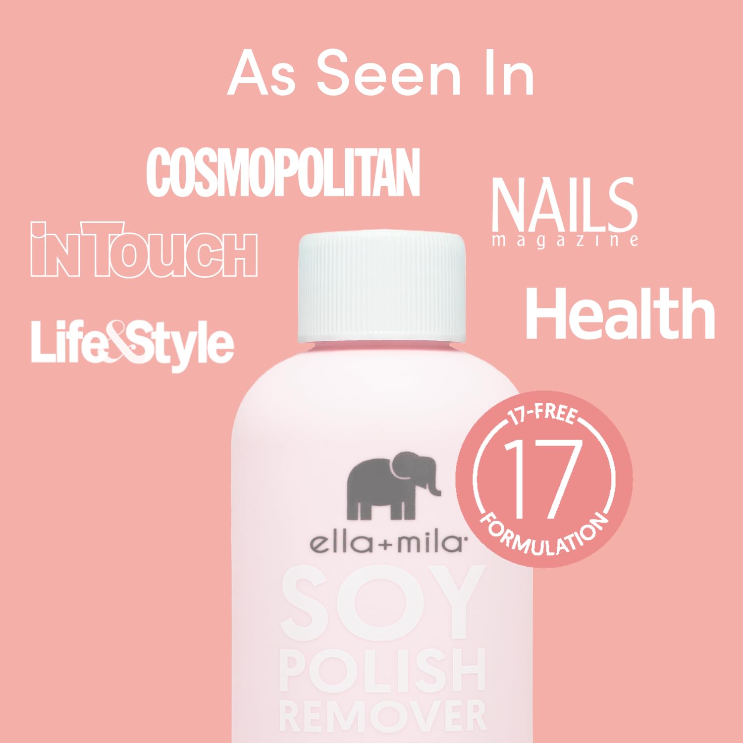 ella+mila Soy Nail Polish Remover – Non-Acetone, Non-Toxic, Lavender Oil & Vitamins A/C/E (4 fl oz)