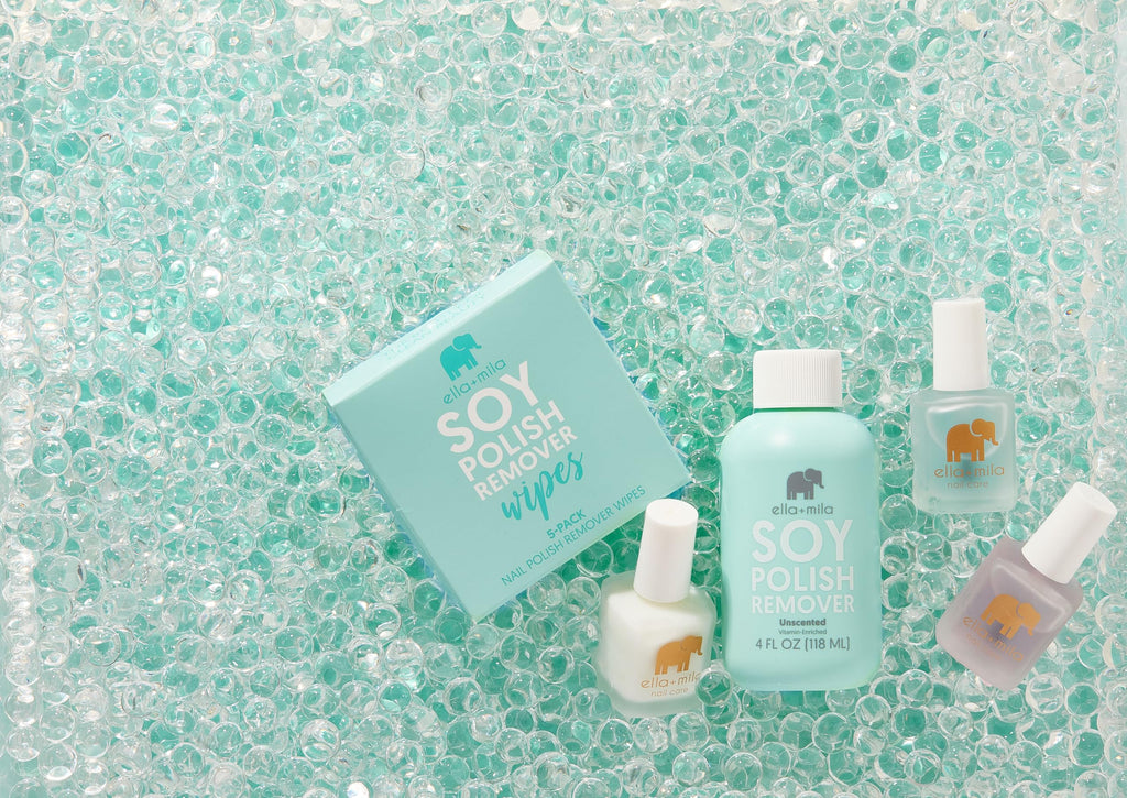 ella+mila Soy Nail Polish Remover – Unscented, Non-Acetone, Non-Toxic for Natural Nails (4 oz) with Vitamins A C & E