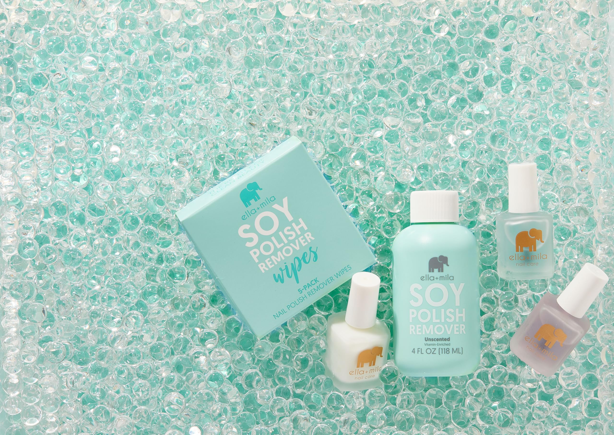 ella+mila Soy Nail Polish Remover – Unscented, Non-Acetone, Non-Toxic for Natural Nails (4 oz) with Vitamins A C & E