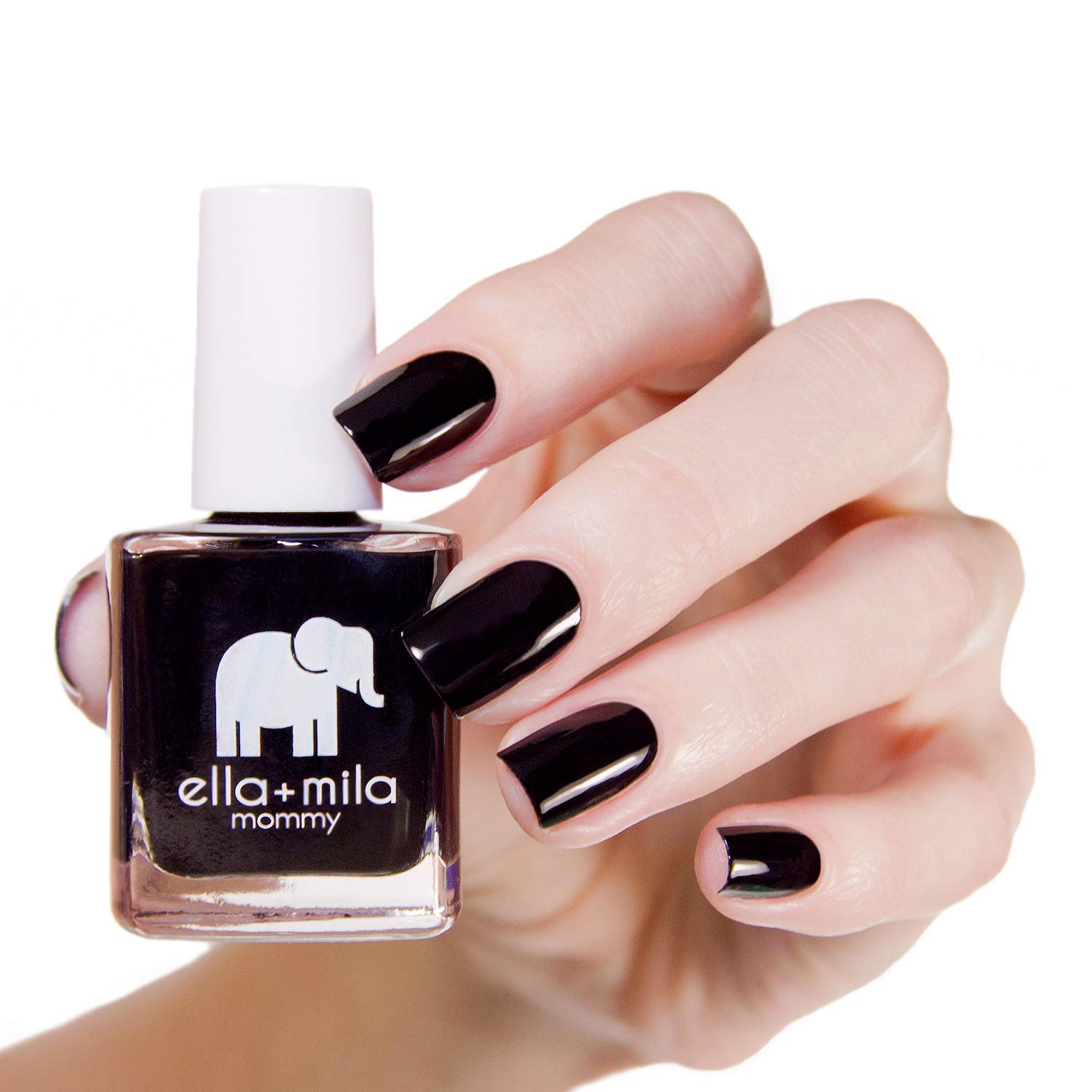 ella+mila Lights Out Black Nail Polish – Quick-Dry, Chip-Resistant, 0.45 fl oz