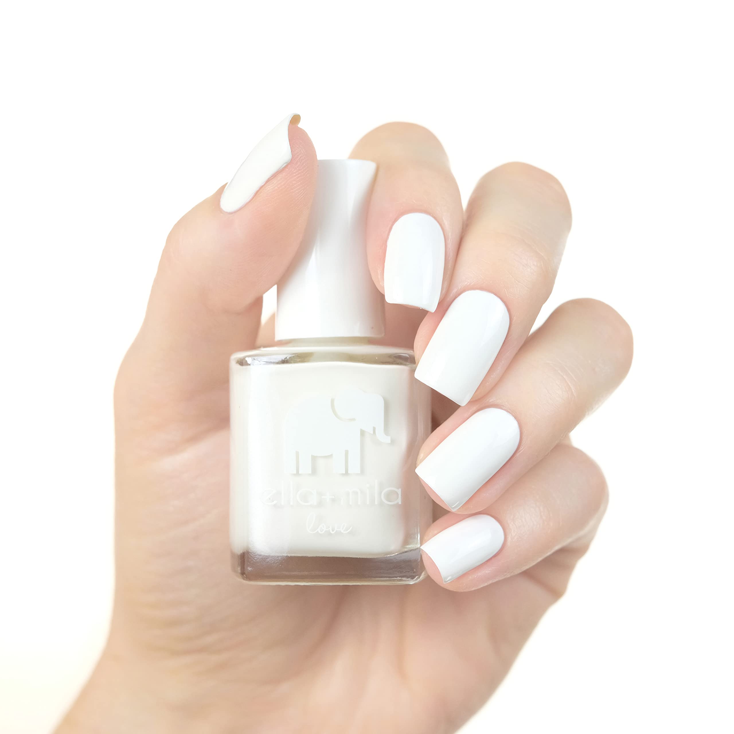 ella+mila Pure Love Quick-Dry White Nail Polish – Long-Lasting & Chip-Resistant, 0.45 oz