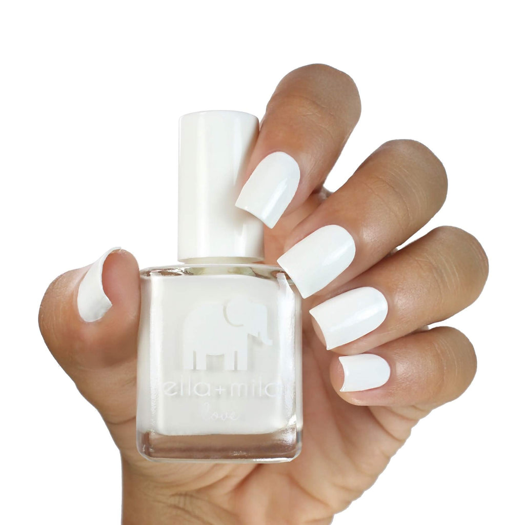 ella+mila Pure Love Quick-Dry White Nail Polish – Long-Lasting & Chip-Resistant, 0.45 oz