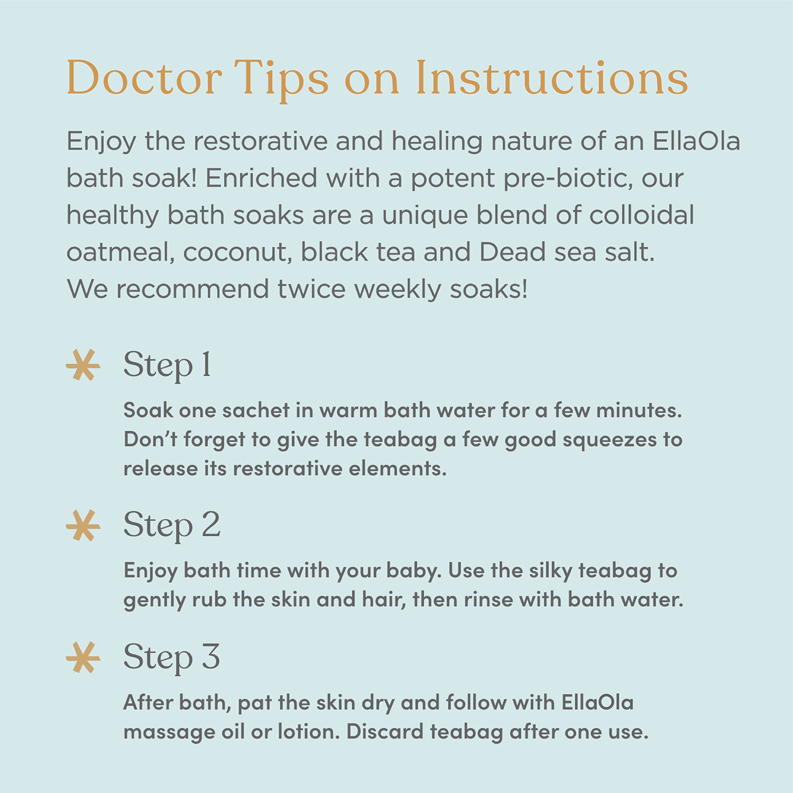 ELLAOLA Oatmeal Bath Soak – Fragrance-Free Bath Teas for Babies, Kids & Adults