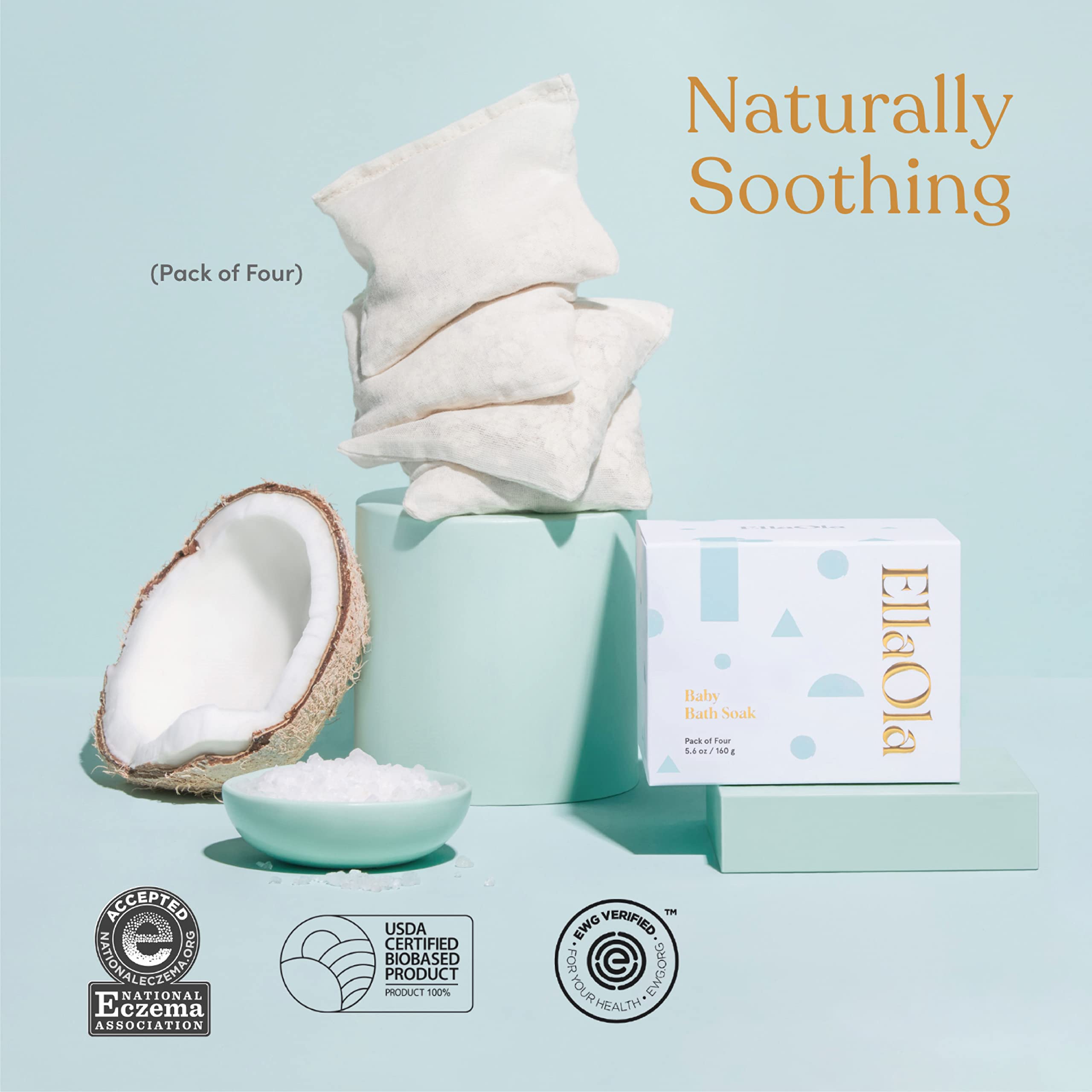 ELLAOLA Oatmeal Bath Soak – Fragrance-Free Bath Teas for Babies, Kids & Adults