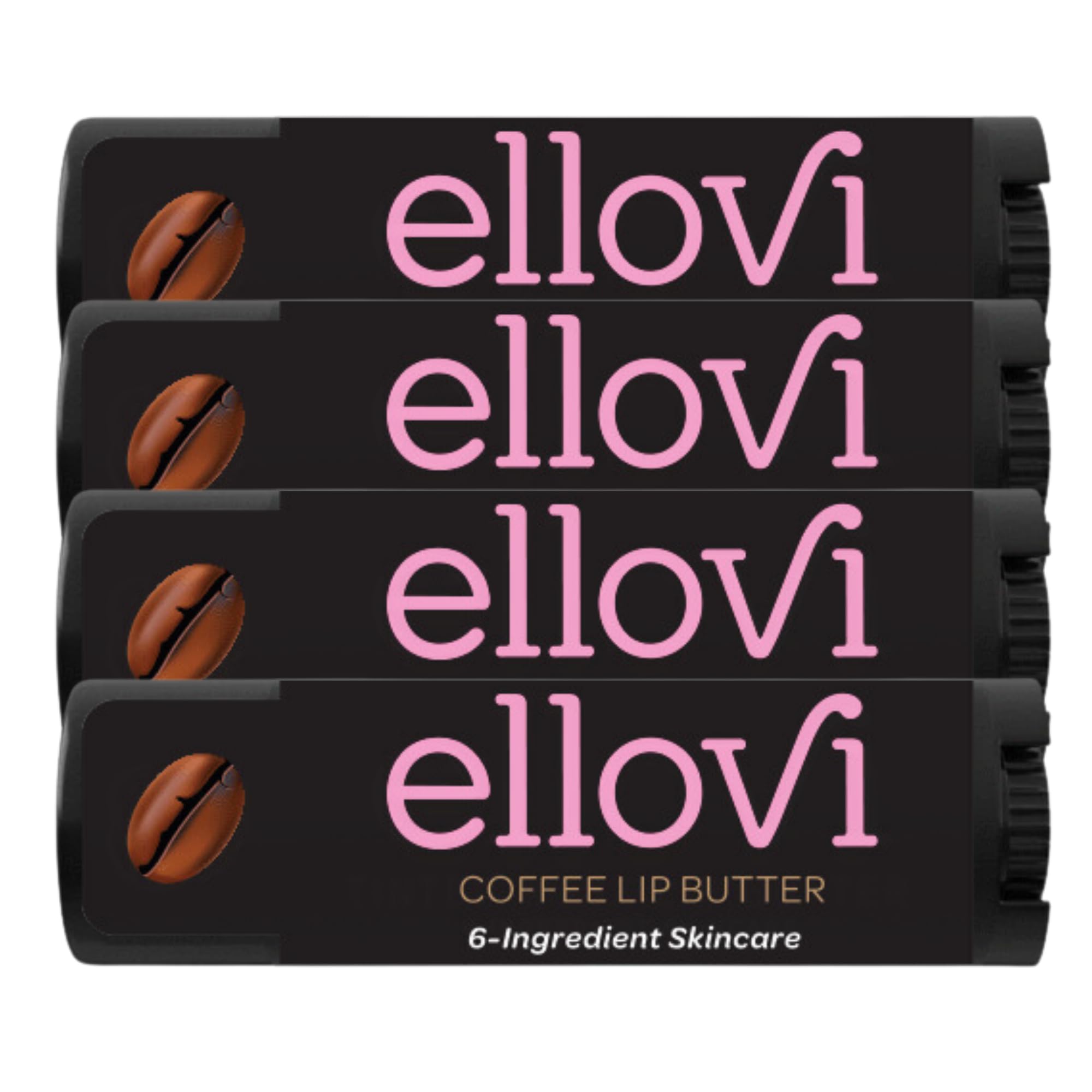 Ellovi Coffee Lip Butter – 4-Pack All-Natural Lip Balm with 6 Vegan Ingredients