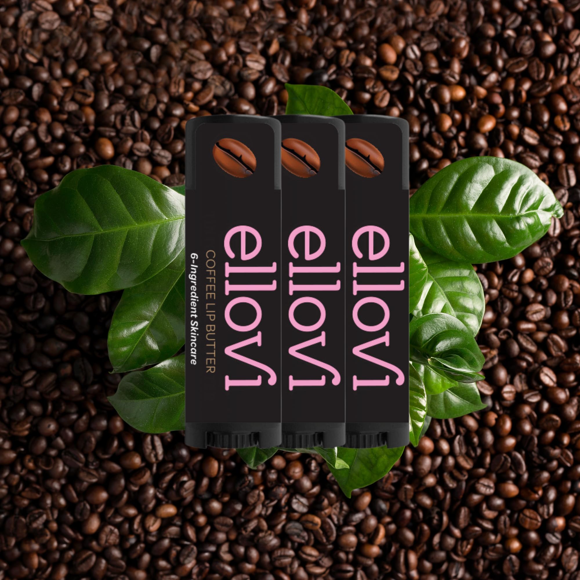 Ellovi Coffee Lip Butter – 3-Pack Natural Lip Balm, 6 Vegan Ingredients