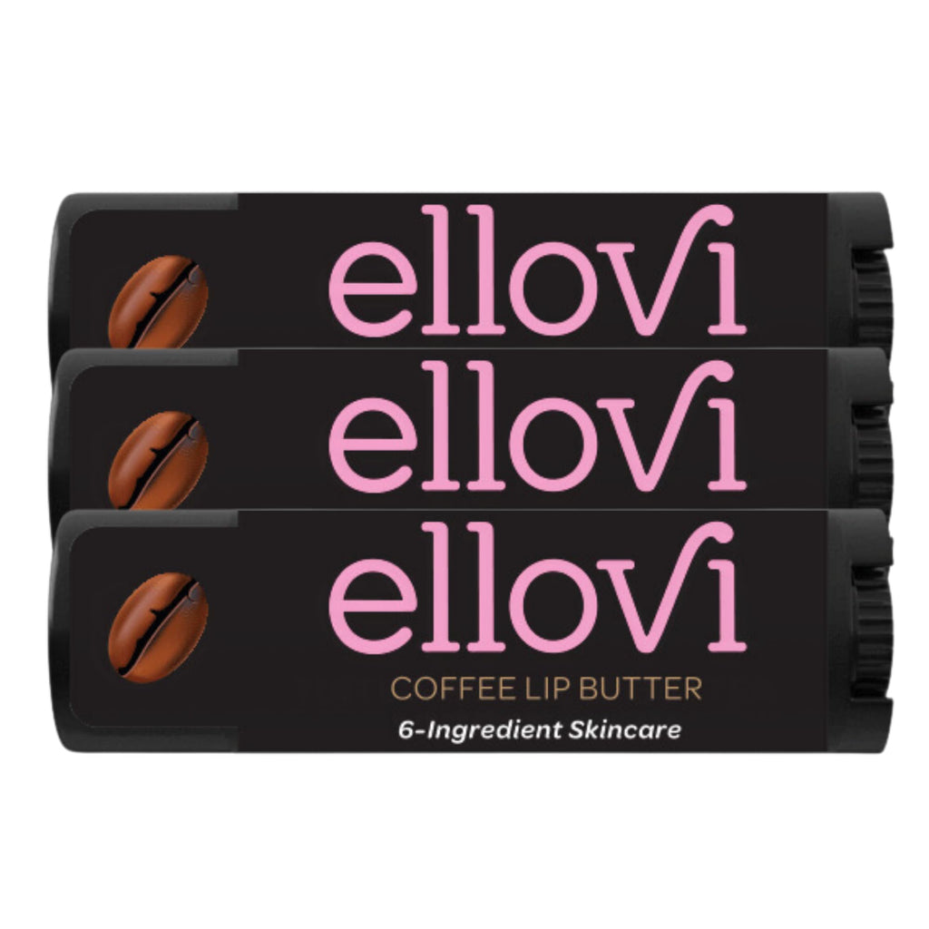 Ellovi Coffee Lip Butter – 3-Pack Natural Lip Balm, 6 Vegan Ingredients