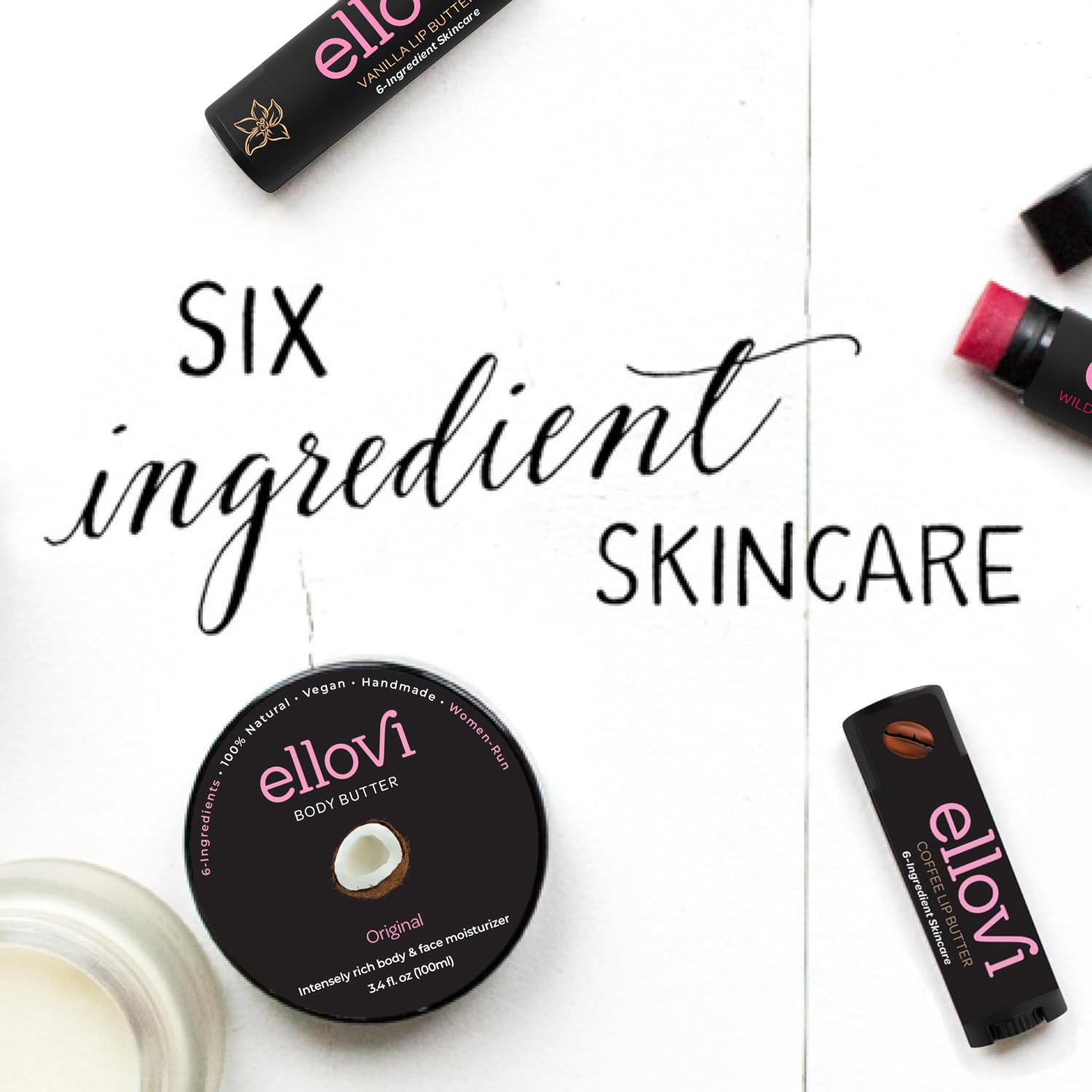 Ellovi Coffee Lip Butter – 3-Pack Natural Lip Balm, 6 Vegan Ingredients