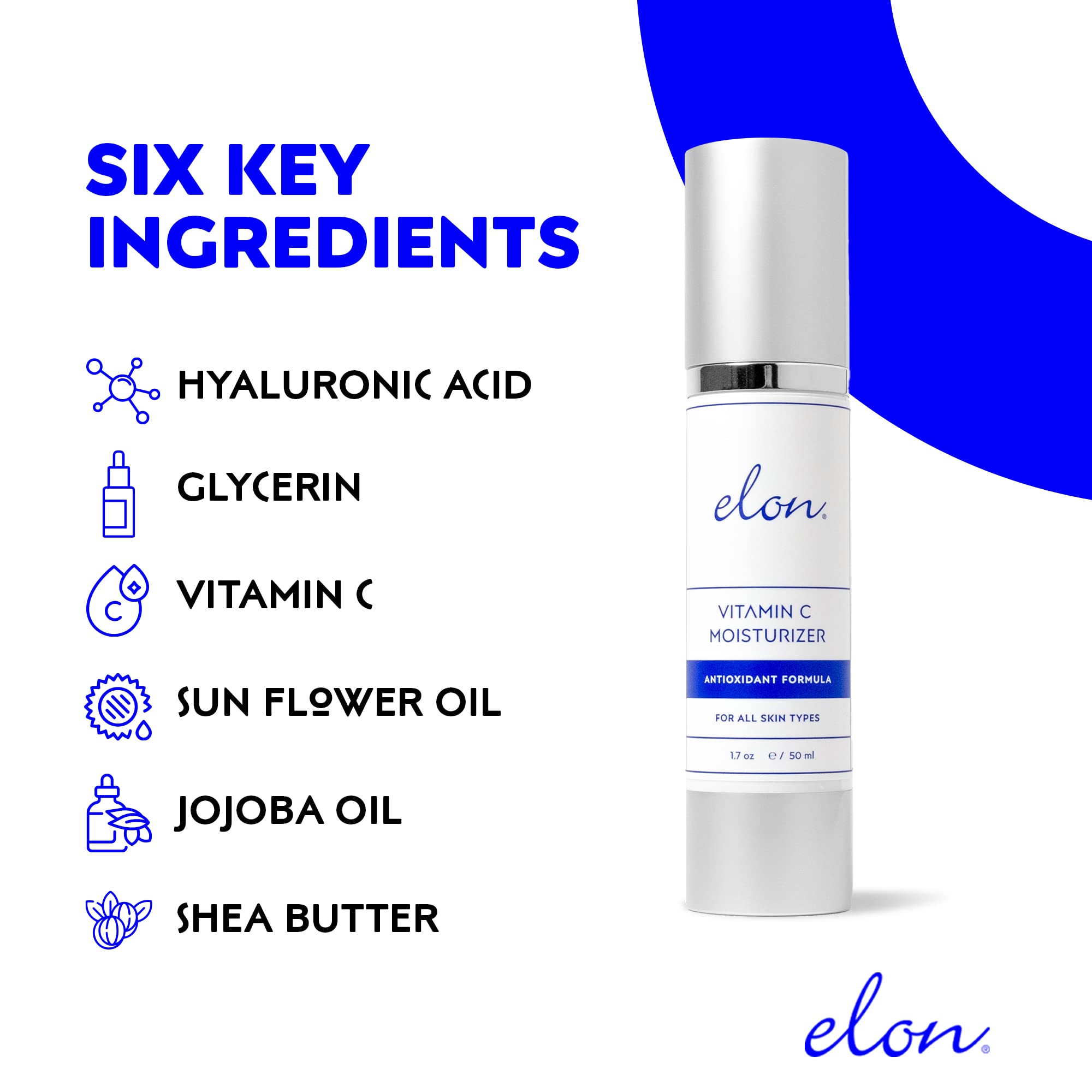 Elon Antioxidant C Moisturizer – Vitamin E, MSM & Jojoba Face Lotion