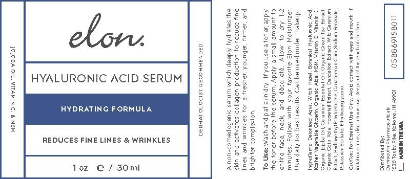 Elon Hyaluronic Acid Serum for Face & Neck - Hydration, Vitamin C & E, Jojoba Oil