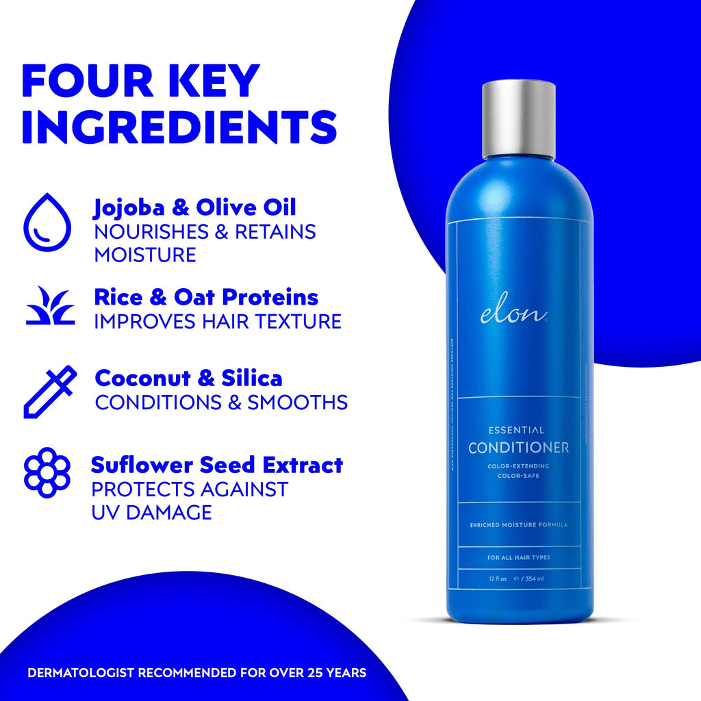 Elon Sulfate-Free Shampoo & Conditioner Set (12oz) – Color Safe, Paraben Free