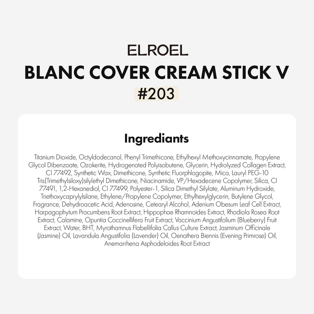 ELROEL Blanc Cover Stick V White – Color-Changing Foundation with Volufiline | Dewy Buildable Coverage