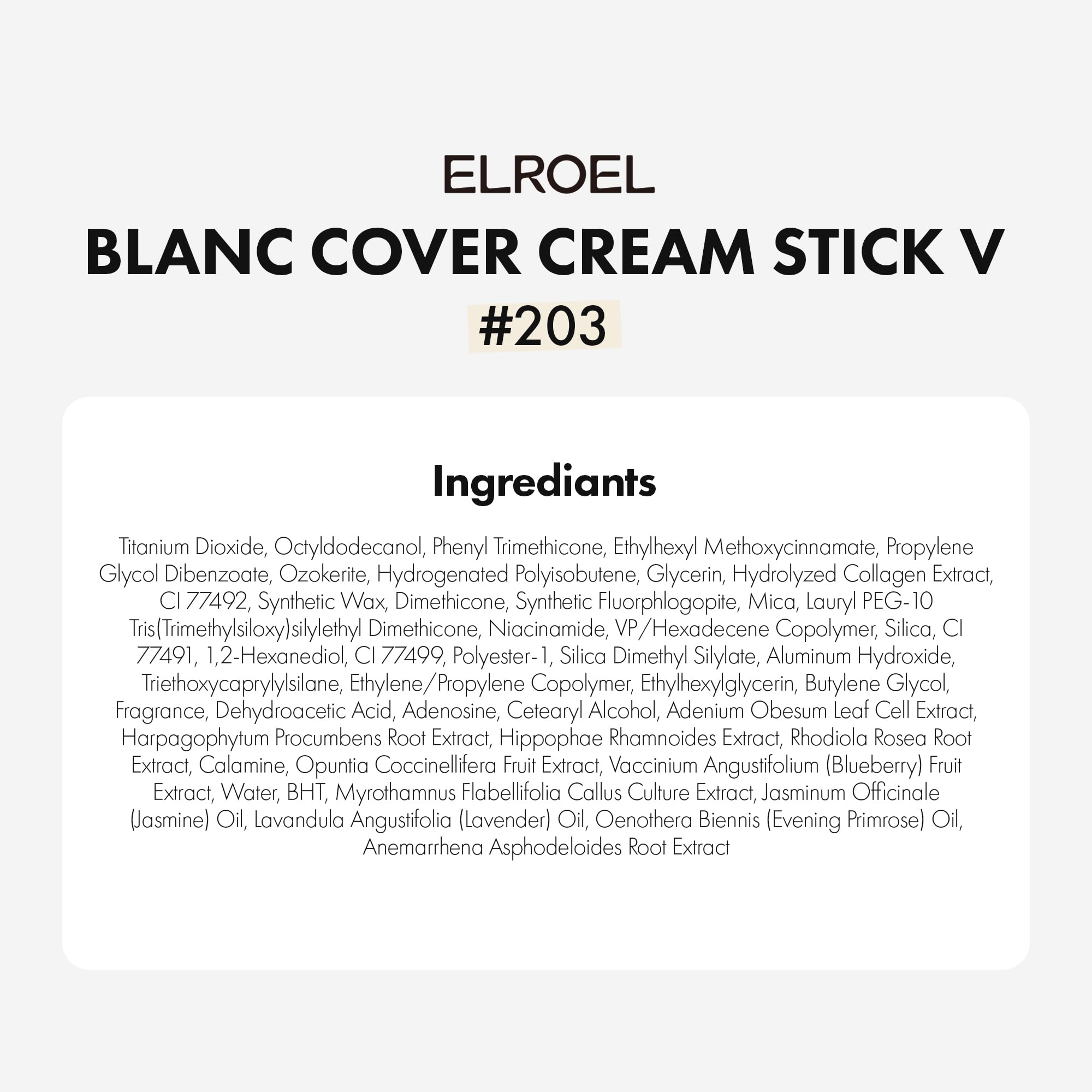 ELROEL Blanc Cover Stick V White – Color-Changing Foundation with Volufiline | Dewy Buildable Coverage