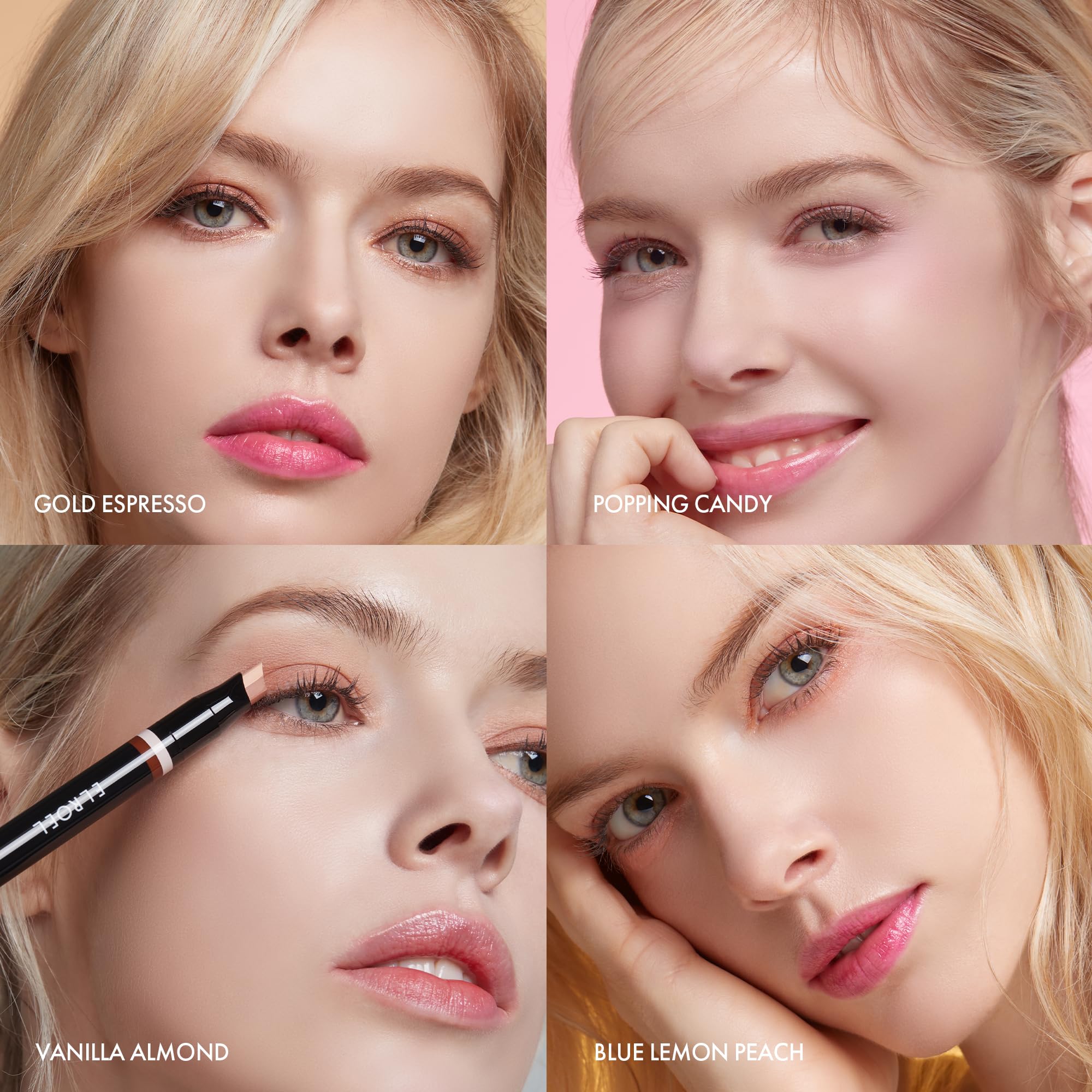 ELROEL Blanc Double Shadow Stick - 48HR Dual-Tone Eye Shadow Pencil in Popping-Candy