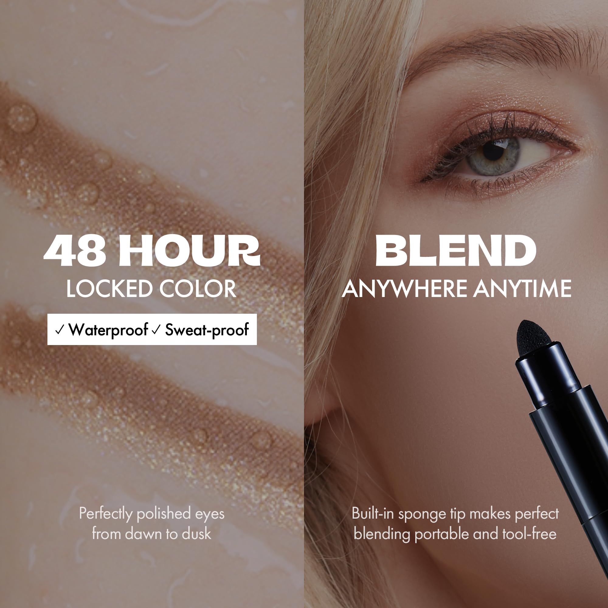 ELROEL Blanc Double Shadow Stick - 48HR Dual-Tone Eye Shadow Pencil | Waterproof & Smudge-Proof