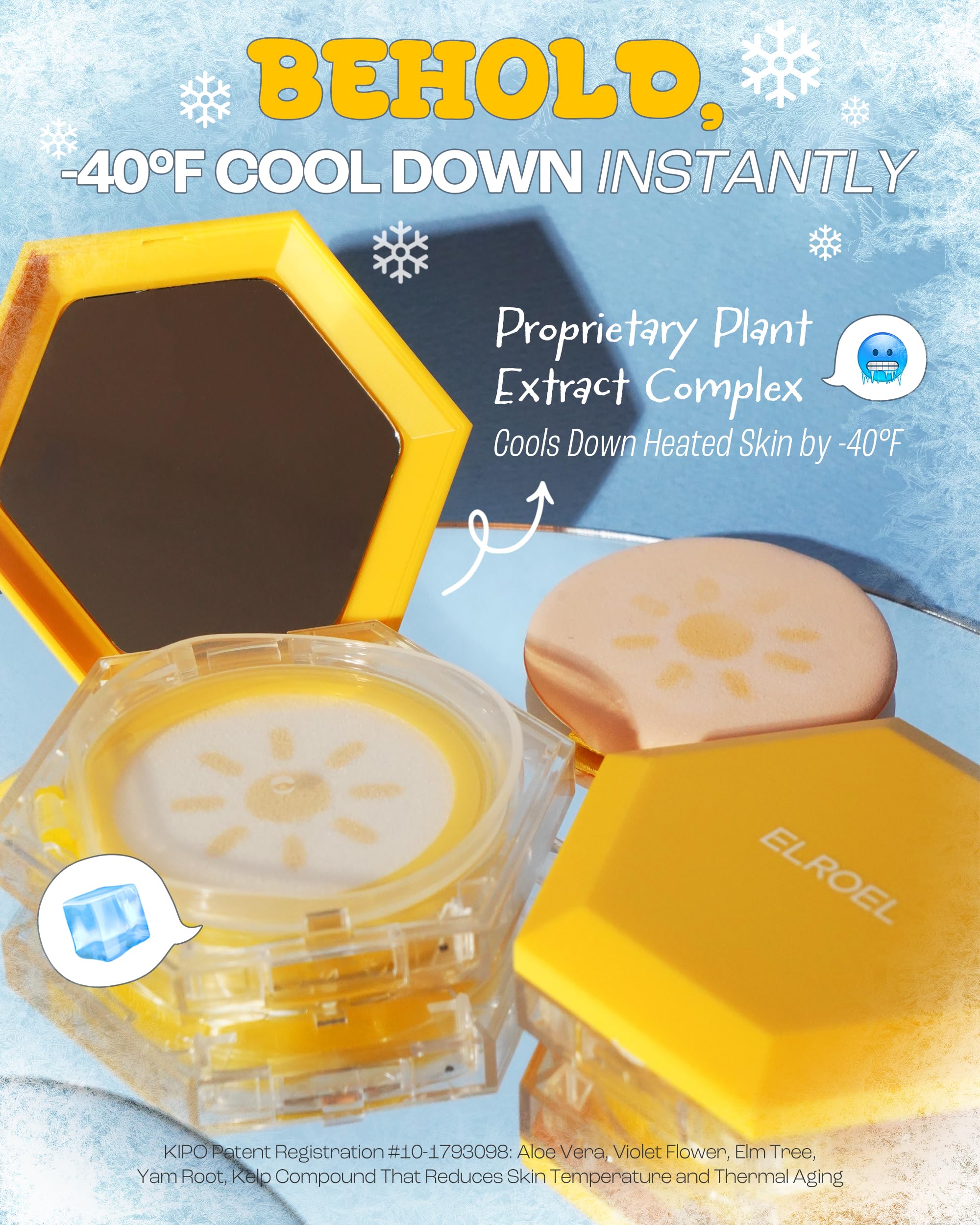 ELROEL Pang Pang Sun Cushion Plus SPF50+ PA++++ | Hypoallergenic Korean Sunscreen
