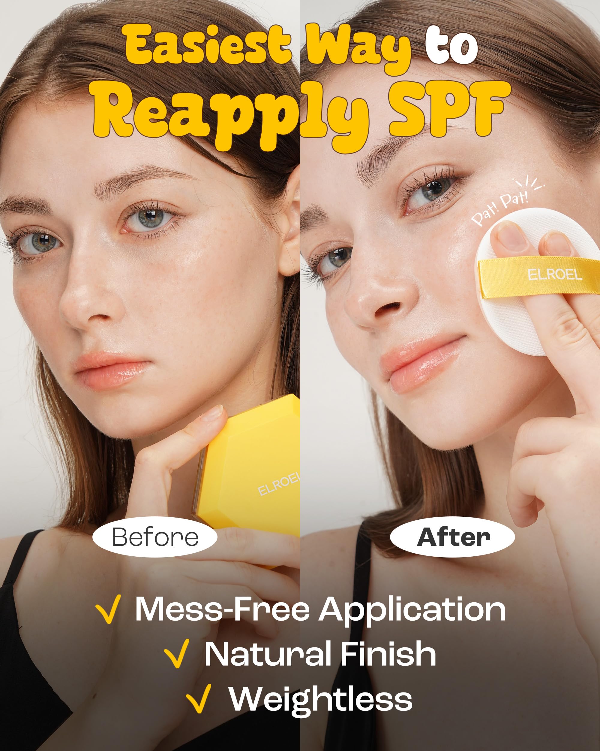 ELROEL Pang Pang Sun Cushion Plus SPF50+ PA++++ | Hypoallergenic Korean Sunscreen