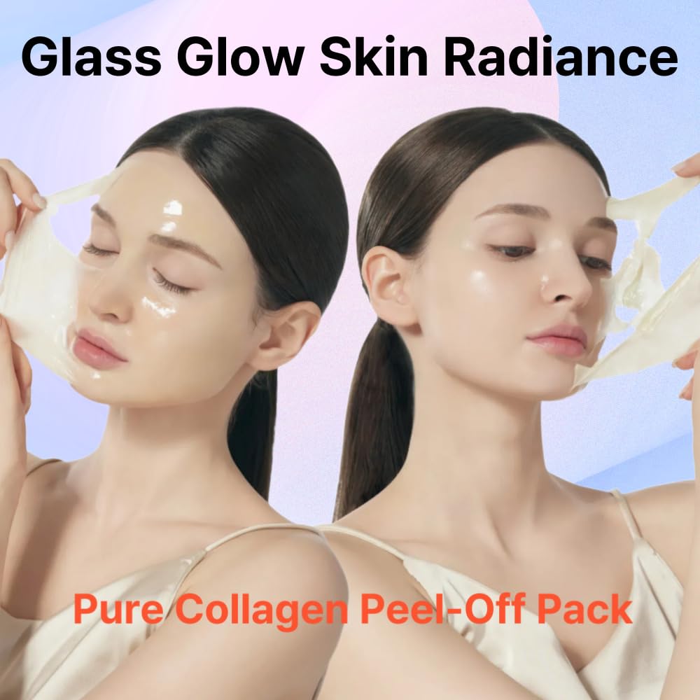 ELT Pure Collagen Peel-Off Mask Pack (2 Count) – 5 Collagens, 8-Peptide Complex, Brush