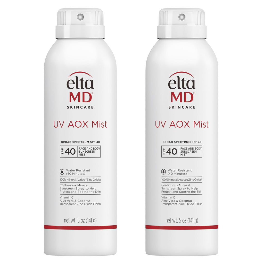 EltaMD UV AOX Mist Mineral Sunscreen Spray SPF 40 – Face & Body (Pack of 2)