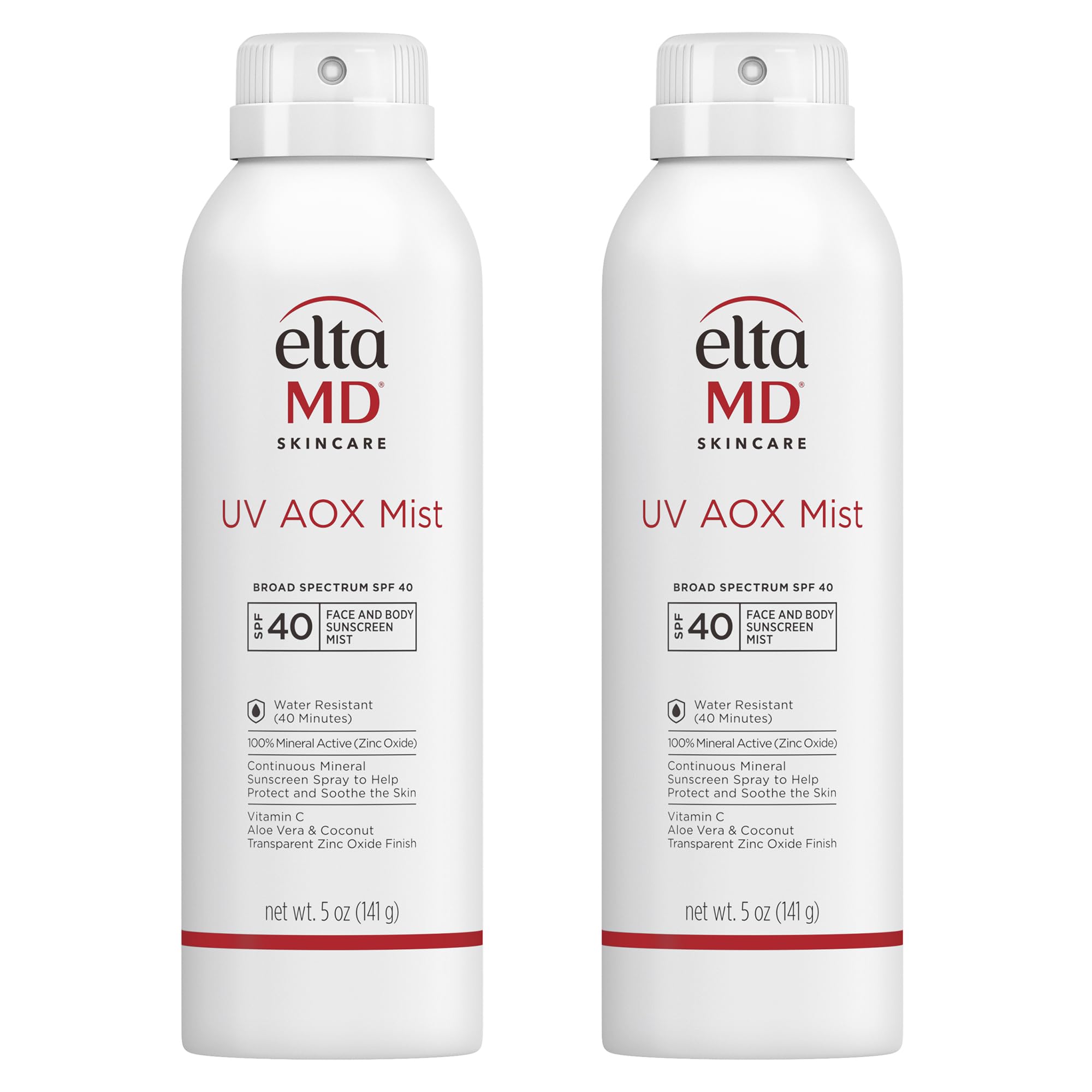 EltaMD UV AOX Mist Mineral Sunscreen Spray SPF 40 – Face & Body (Pack of 2)