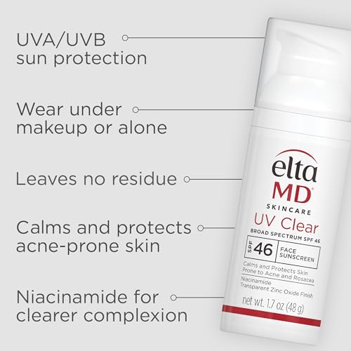 EltaMD UV Clear Face Sunscreen SPF 46 | Oil-Free for Acne-Prone Skin | 1.7 oz Pump