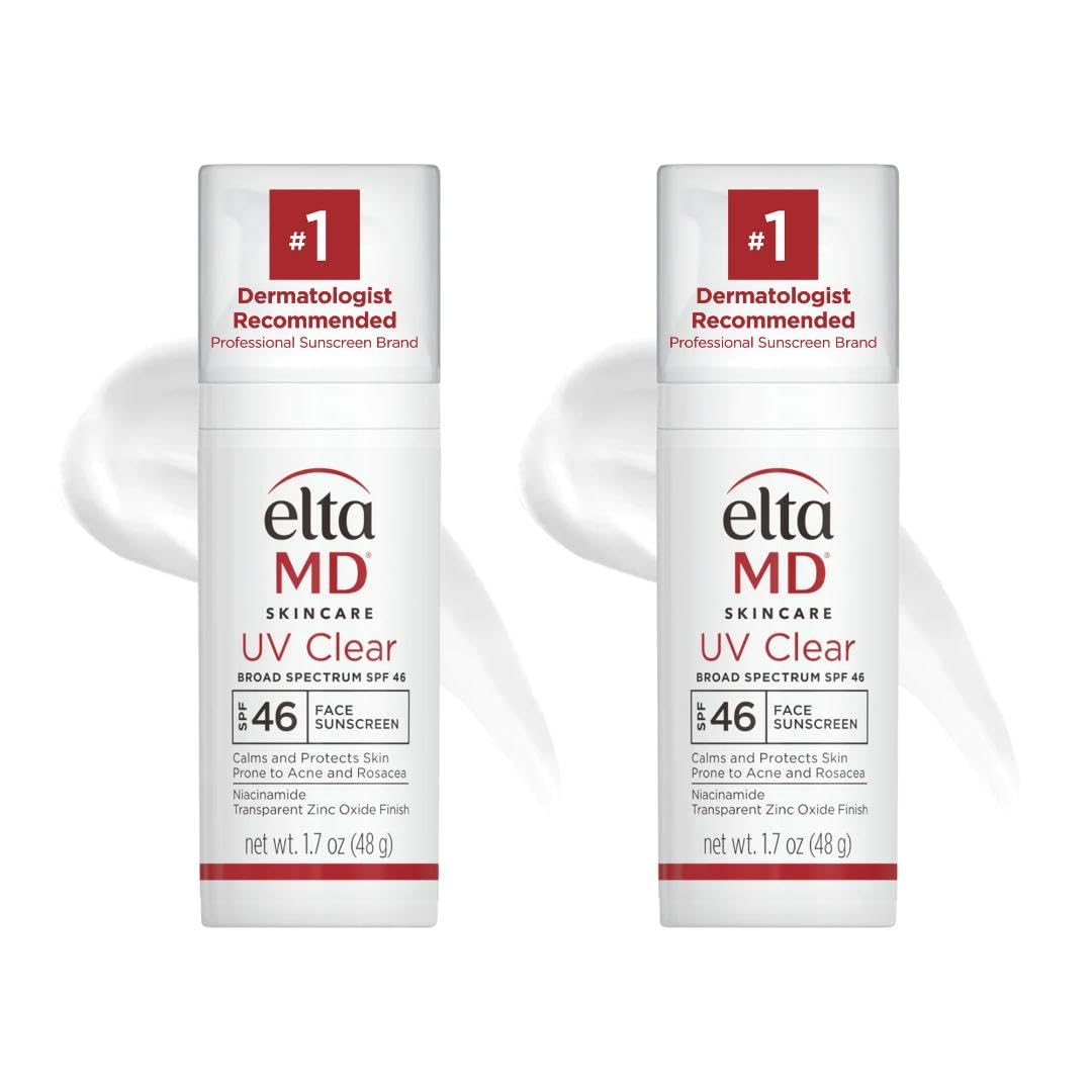EltaMD UV Clear SPF 46 Face Sunscreen — Oil-Free for Acne-Prone Skin | 1.7 oz Pump (Pack of 2)