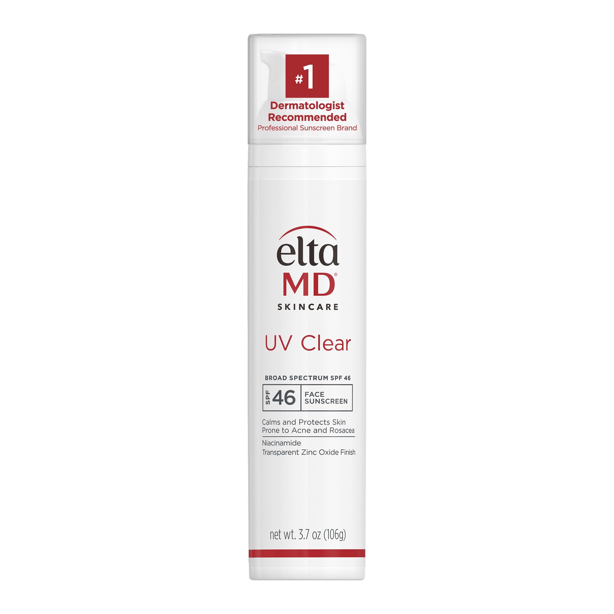 EltaMD UV Clear SPF 46 — Oil-Free Zinc Oxide Facial Sunscreen for Acne-Prone & Sensitive Skin (3.7 oz)