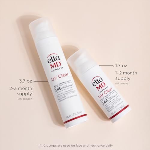 EltaMD UV Clear SPF 46 — Oil-Free Zinc Oxide Facial Sunscreen for Acne-Prone & Sensitive Skin (3.7 oz)