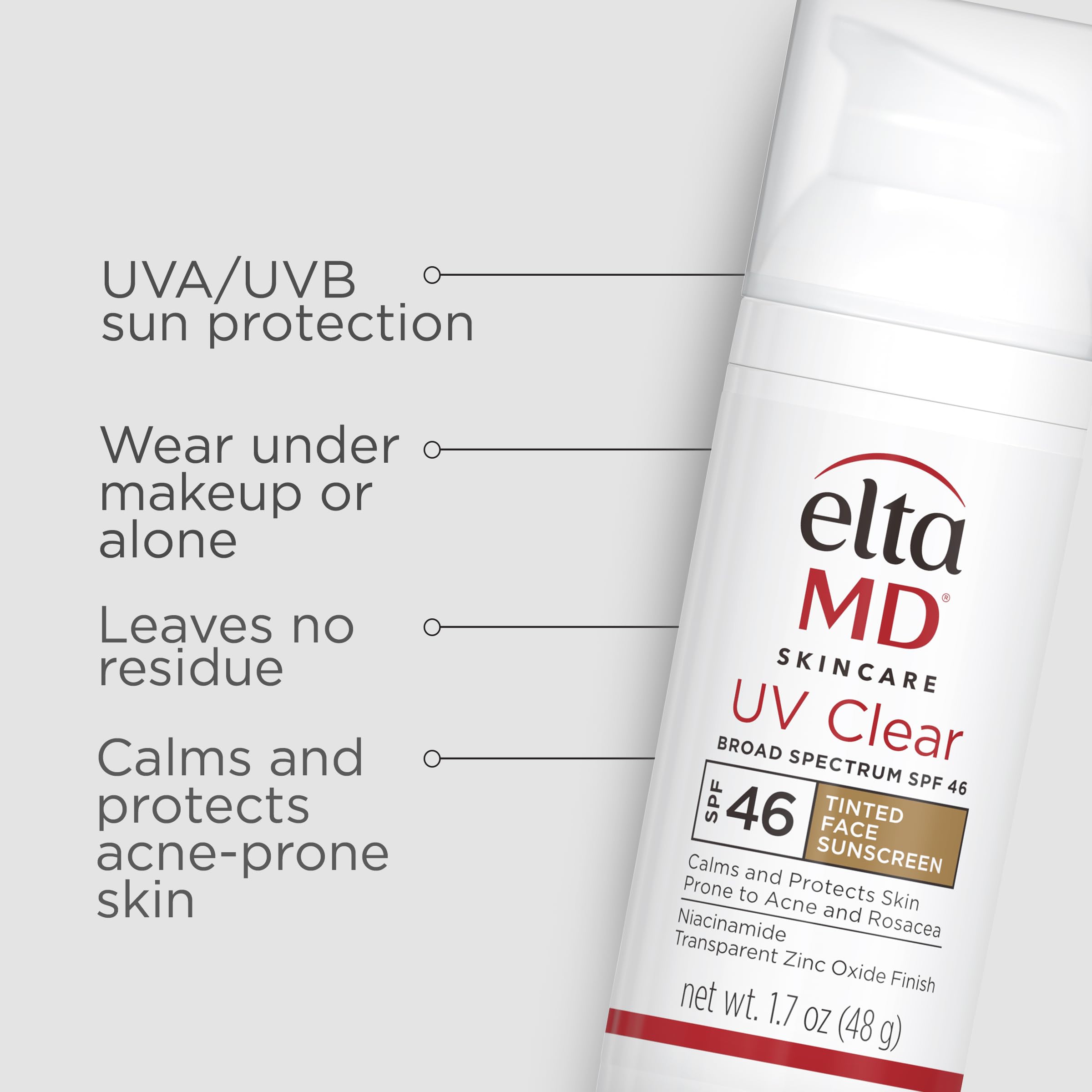 EltaMD UV Clear Tinted Face Sunscreen SPF 46 — Oil-Free, Zinc Oxide, Dermatologist Recommended