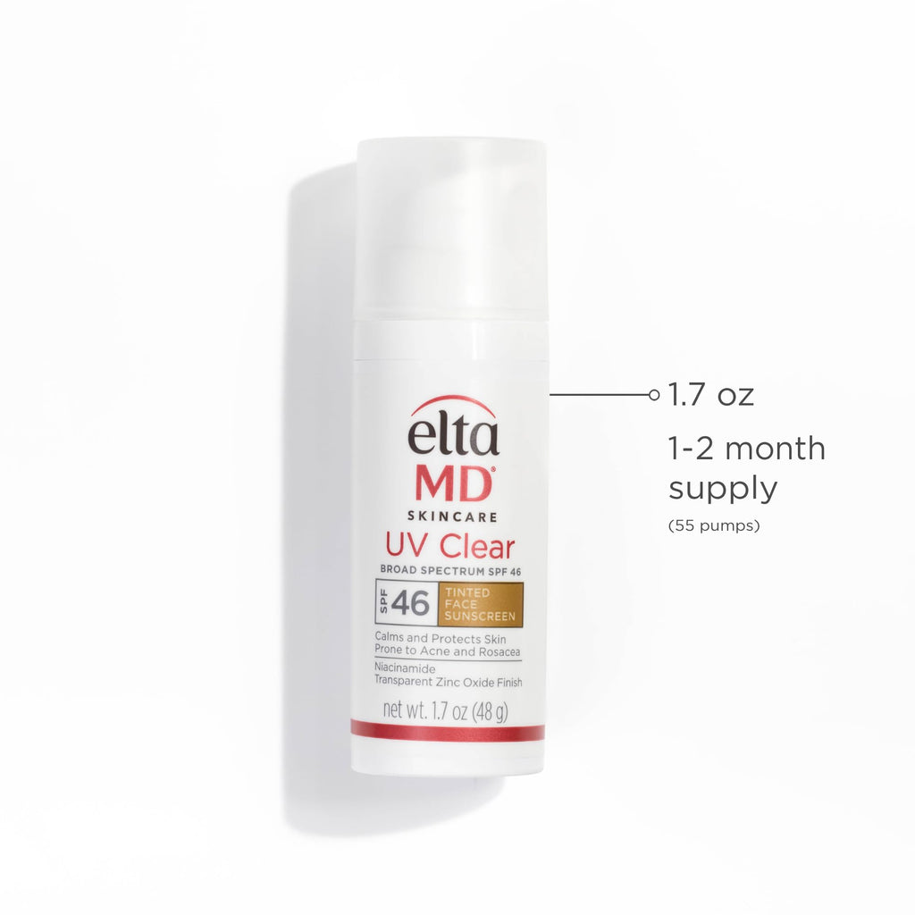 EltaMD UV Clear Tinted Face Sunscreen SPF 46 — Oil-Free, Zinc Oxide, Dermatologist Recommended