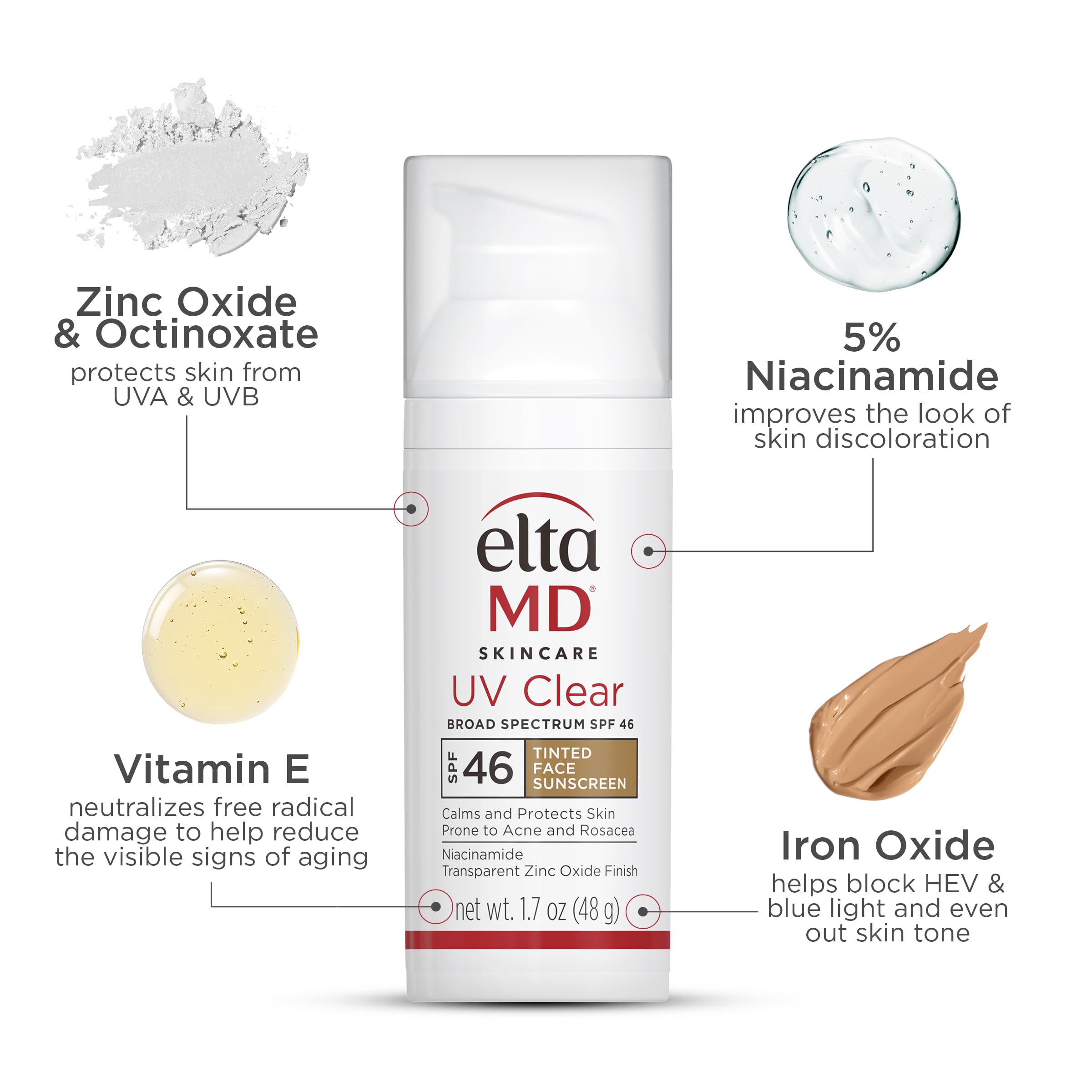 EltaMD UV Clear Tinted Sunscreen SPF 46 – Oil-Free, Dermatologist Recommended