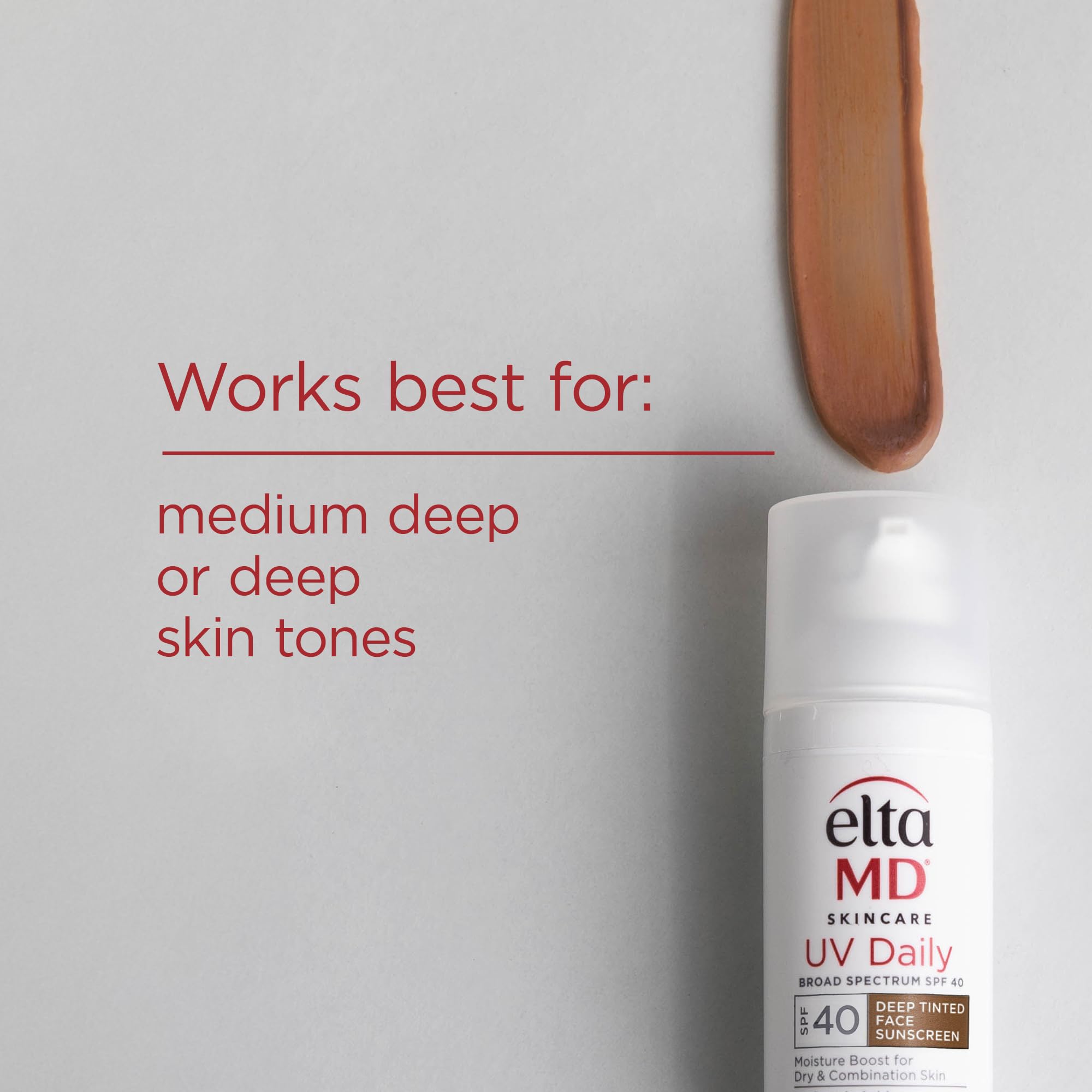 EltaMD UV Daily Deep Tint SPF 40 with Zinc Oxide – Hydrating Tinted Sunscreen Moisturizer
