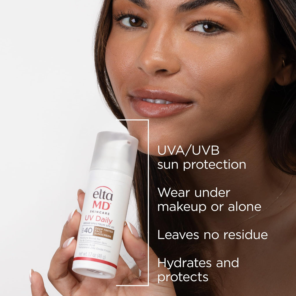 EltaMD UV Daily Deep Tint SPF 40 with Zinc Oxide – Hydrating Tinted Sunscreen Moisturizer