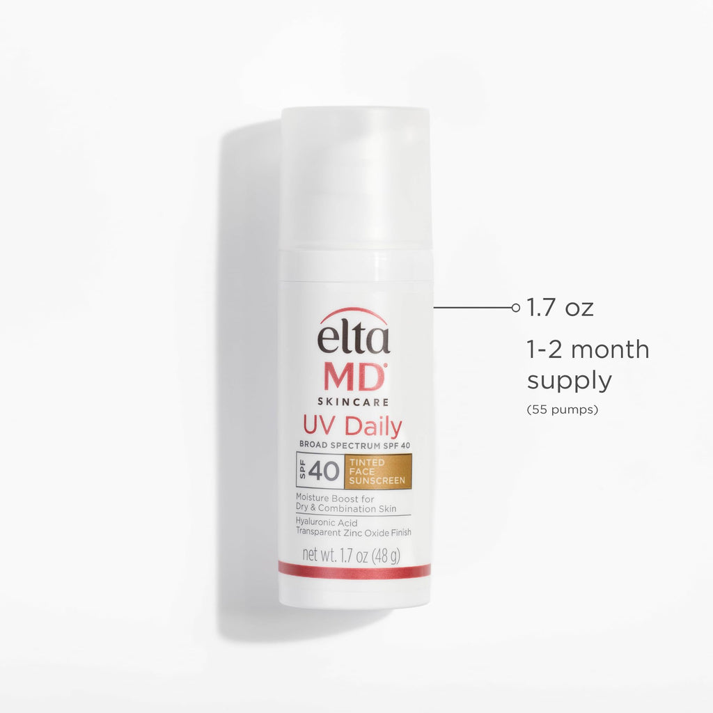 EltaMD UV Daily SPF 40 Tinted Face Sunscreen Moisturizer with Hyaluronic Acid – Hydrating, Sheer Tint (Pack of 2)