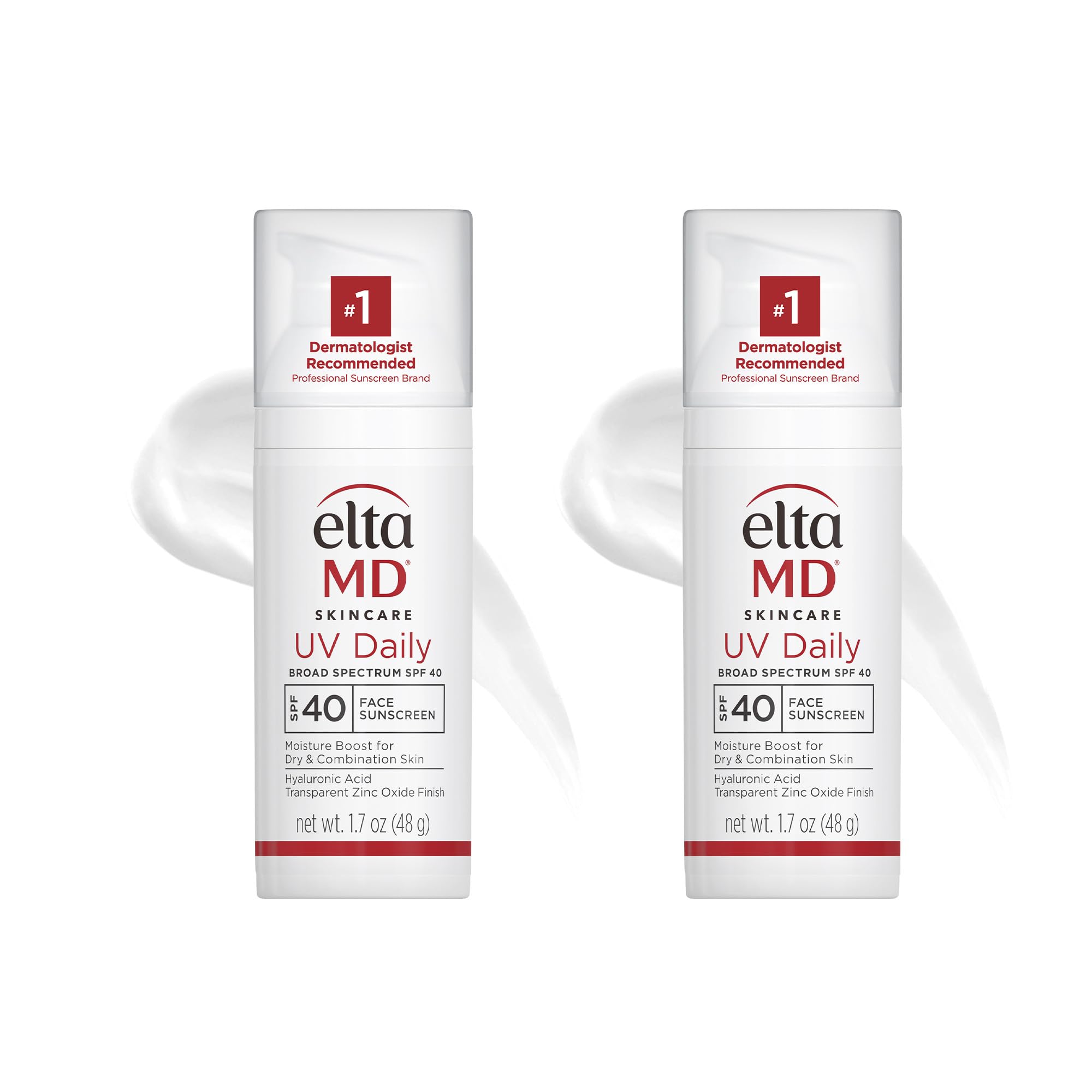 EltaMD UV Daily SPF 40 Face Sunscreen Moisturizer with Zinc Oxide, 1.7 oz Pump (Pack of 2)